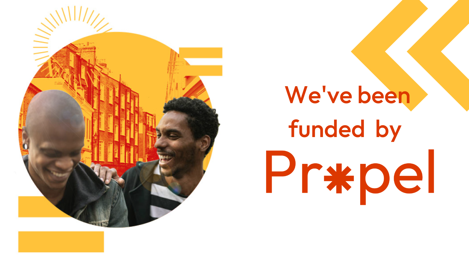 Two men smiling and the headline "we've been funded by Propel"